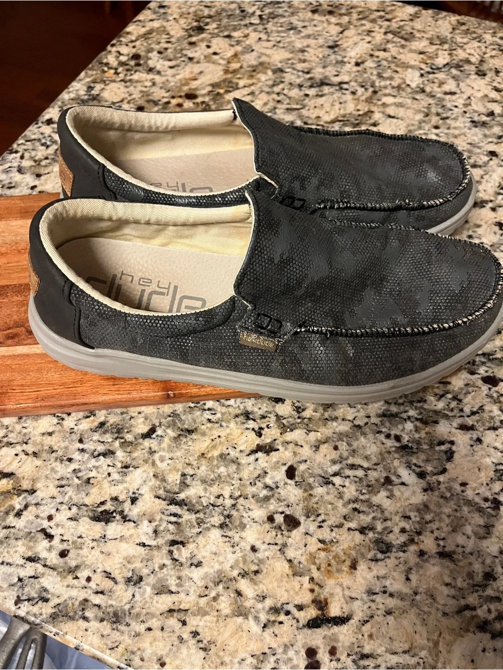 Hey Dude Dark Gray Camo Men’s Slip-On Casual Shoes Size 10
